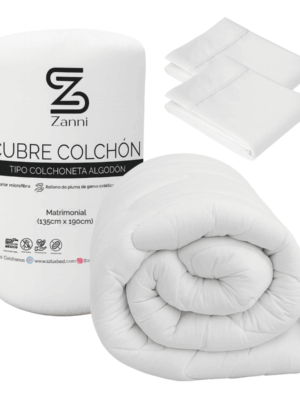 Cubre Colchón Algodón 100%, Relleno 7 Cm + Funda Almohada De Regalo